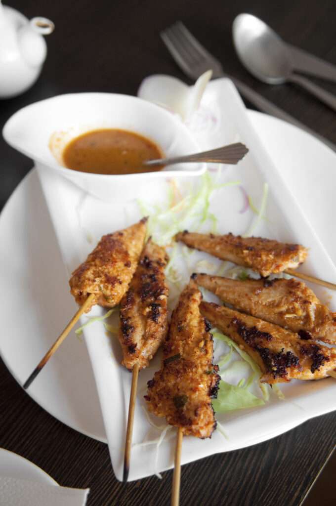 Chicken Satay Kai and peanut sauce