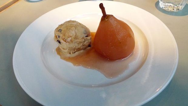 How to Make Honey-Praline Ice Cream With Poached Pears