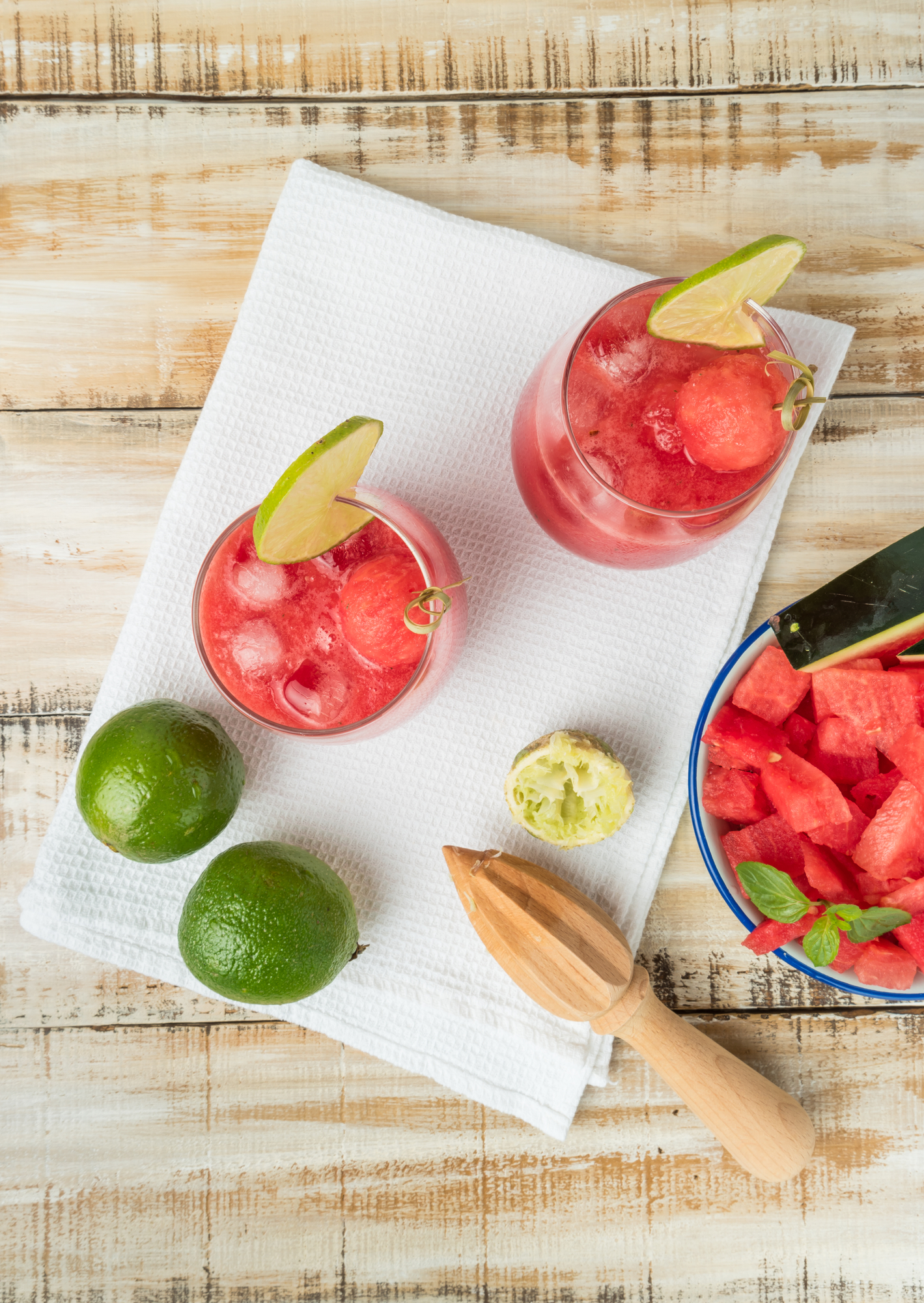 watermelon agua fresca on table