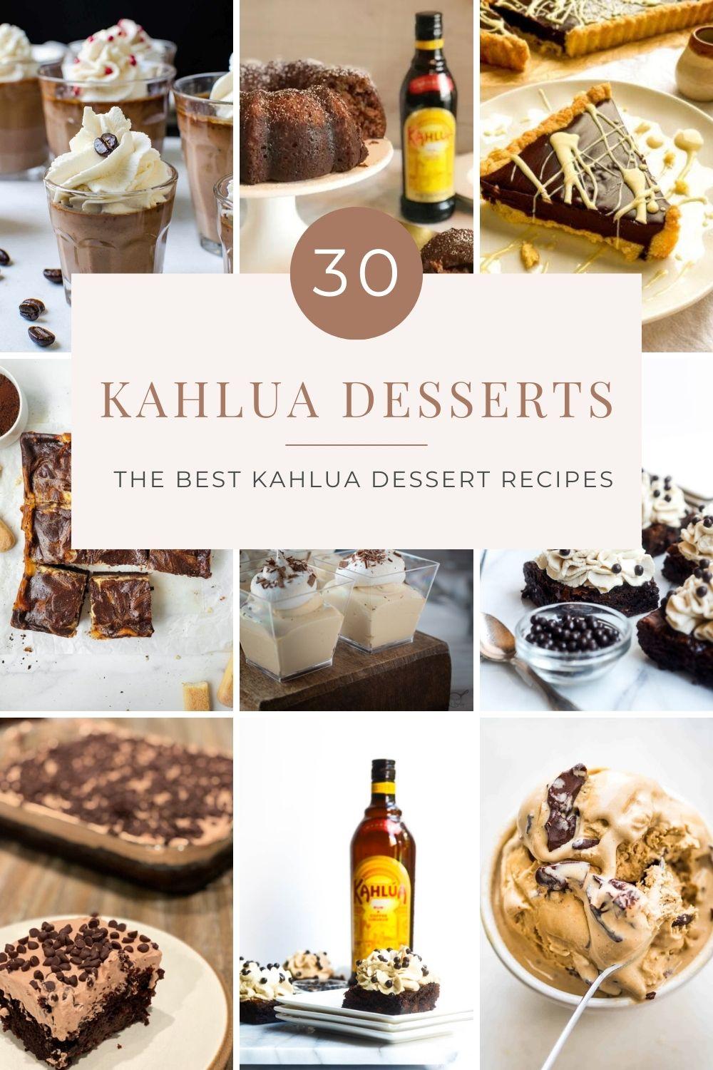 collage of Kahlua dessert recipes