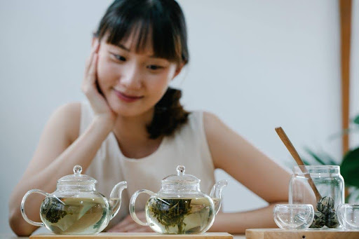 enjoying tea