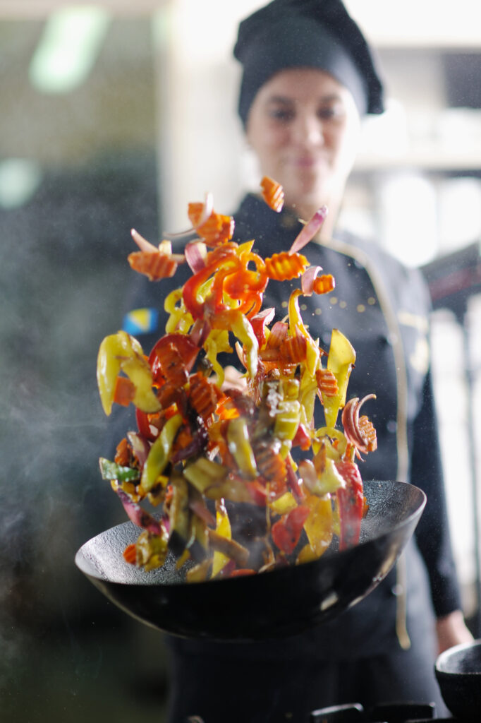 Asian chef cooking